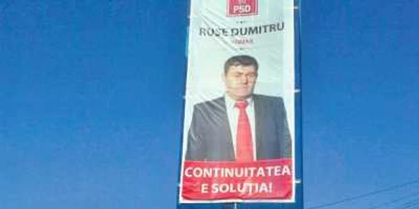Deşi se află în arest, primarul Dumitru Ruse din Măgurele „le face cu ochiul“ alegătorilor din uriaşe afişe electorale   