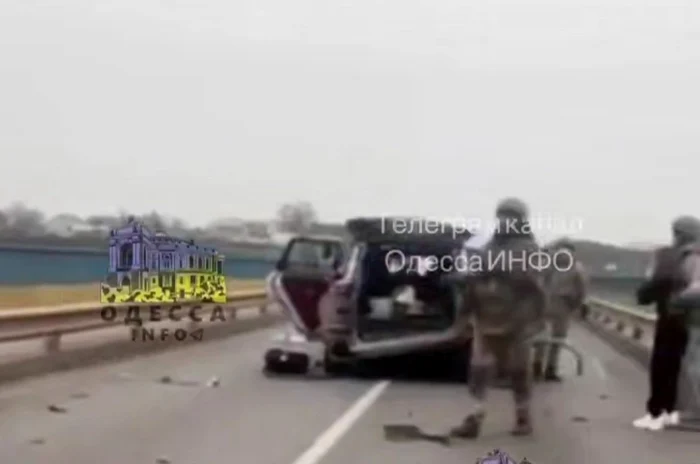 Atacul cu drone asupra podului a avut loc joi, 18 decembrie FOTO: Telegram/ OdessaINFO