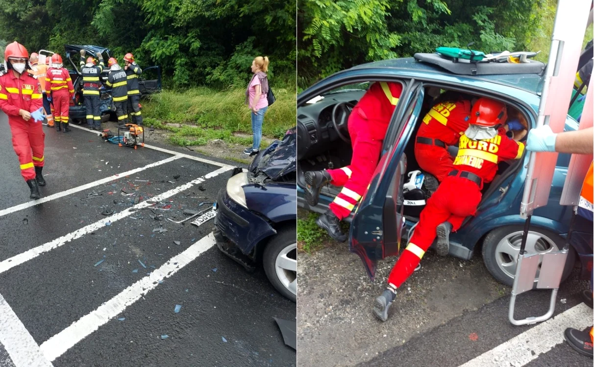 Accident rutier pe DN7 la Boiţa - Sibiu soldat cu trei victime Foto colaj ISU Sibiu