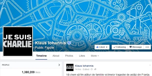Klaus Iohannis je suis charlie Facebook 