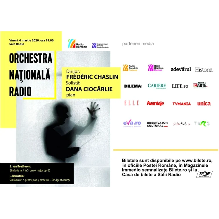 Pianista Dana Ciocârlie și dirijorul francez Frédéric Chaslin, concert extraordinar la Sala Radio jpeg