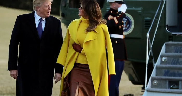 Preşedintele american Donald Trump şi prima doamnă Melania Trump revin la Casa Albă după o excursie de o zi la Cincinnati în Washington DC FOTO Guliver / Getty Images / Chip Somodevilla