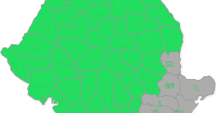 Șase județe, din sud-estul țării, sunt sub avertizare de cod galben