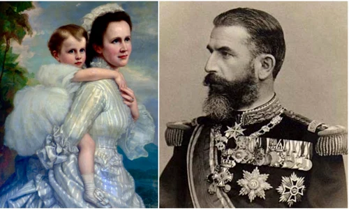Regina Elisabeta cu fiica sa, Principesa Maria aka Itty, și Regele Carol I Casa Regală jpg