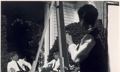 Elaine de Kooning, în timp ce îl desena pe John F  Kennedy jpeg