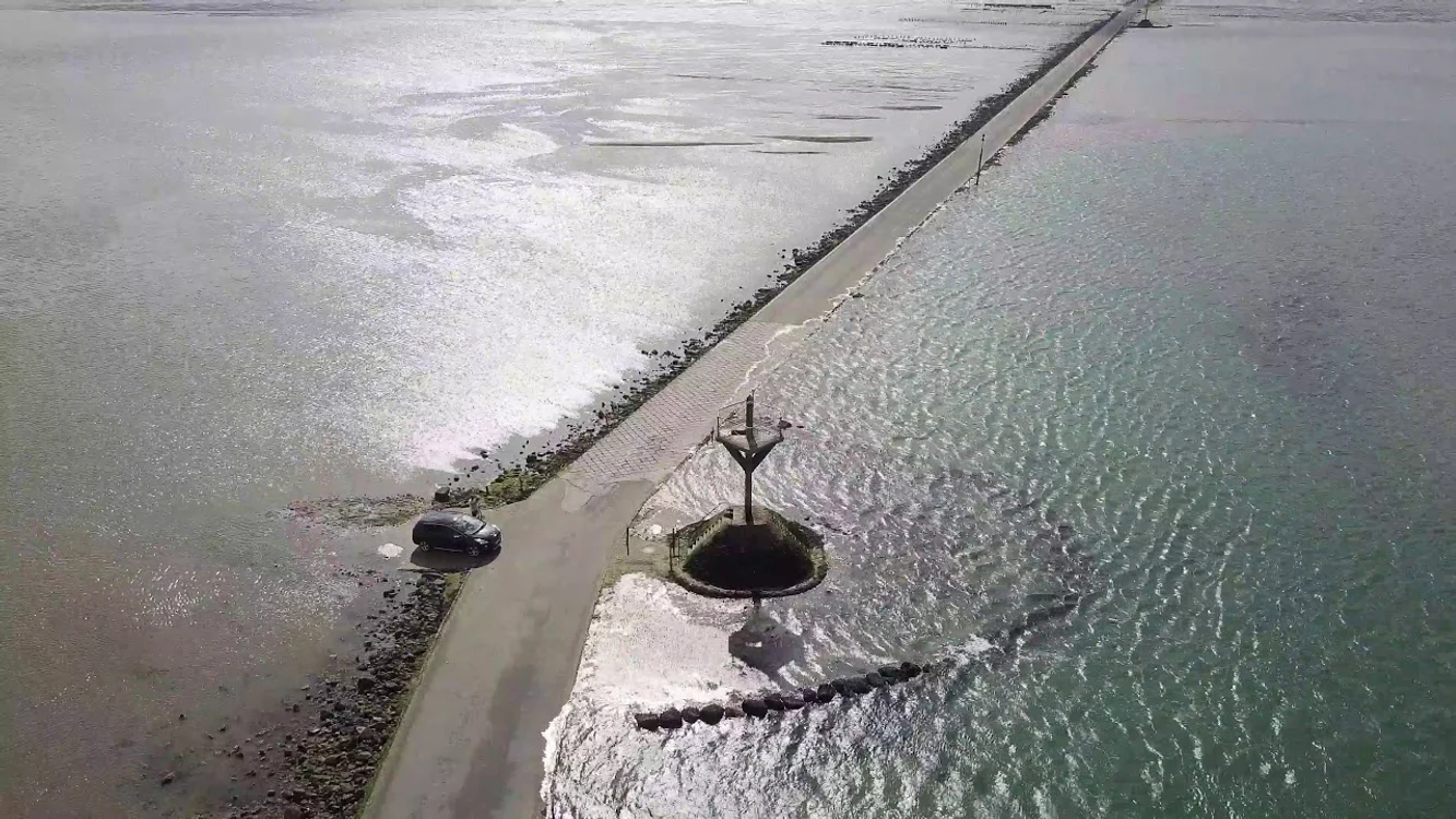 Pasajul du Gois din dronă/ foto: captura Youtube 