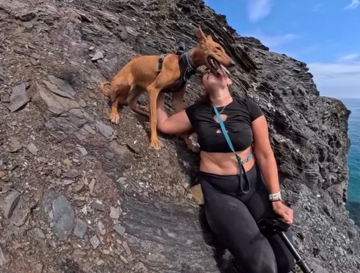 Espa și câinele ei FOTO: Captură video