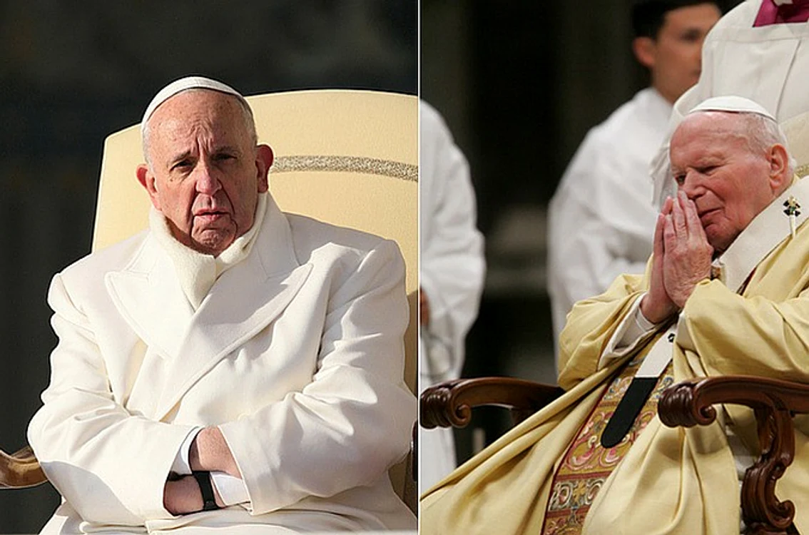 Papa Francisc și papa Ioan Paul al II-lea
