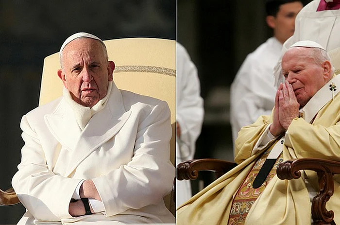 Papa Francisc și papa Ioan Paul al II-lea