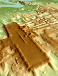 Construcțiile mayașe de la Aguada Fénix, văzute folosind tehnologia LIDAR (© Takeshi Inomata / Wikimedia Commons)