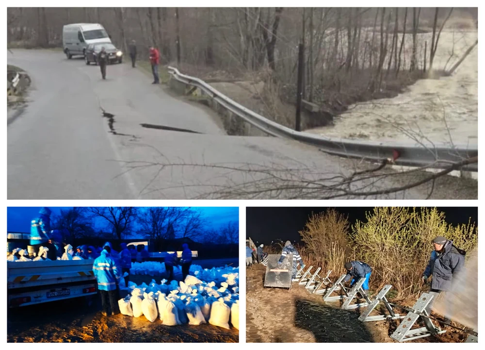 Vrancea, în stare de alertă: drum județean rupt de viitură și mobilizare disperată la Mircești pentru oprirea râului Putna