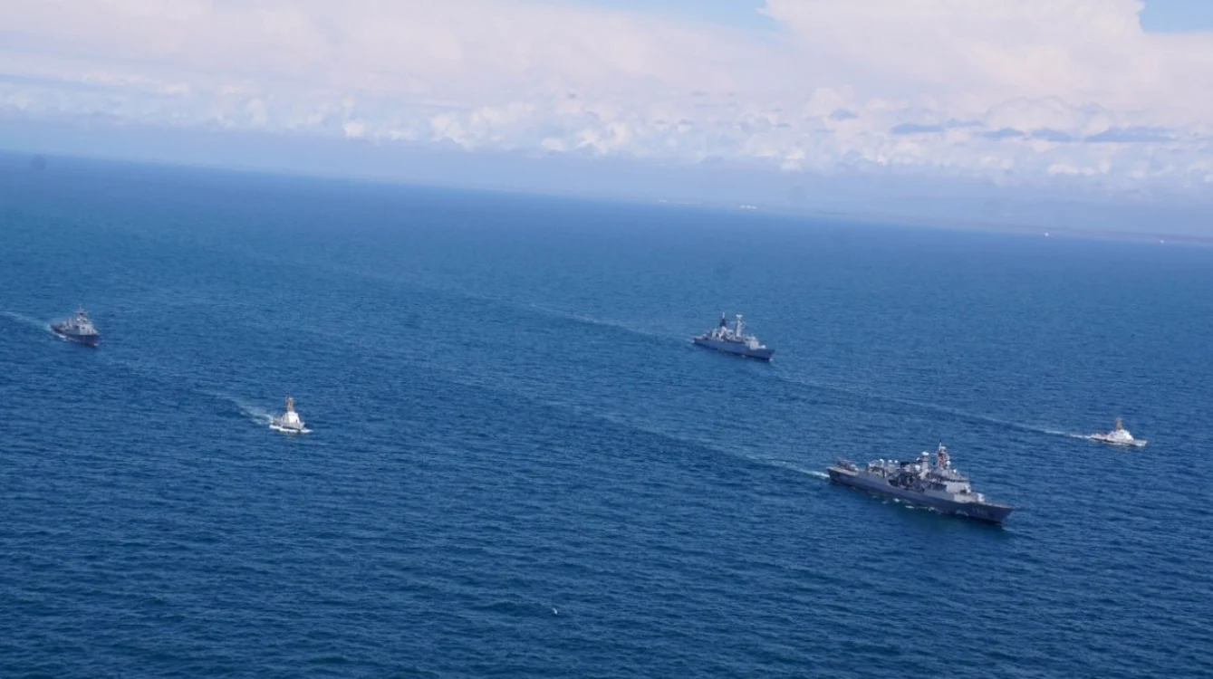 Instantaneu de la exerciţiul multinaţional "Sea Shield 21". Foto: navy.ro