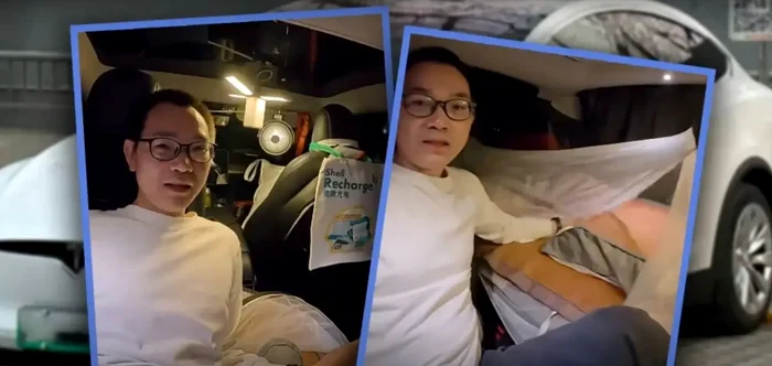 Un programator din China doarme de patru ani într-o mașină / foto: captură video