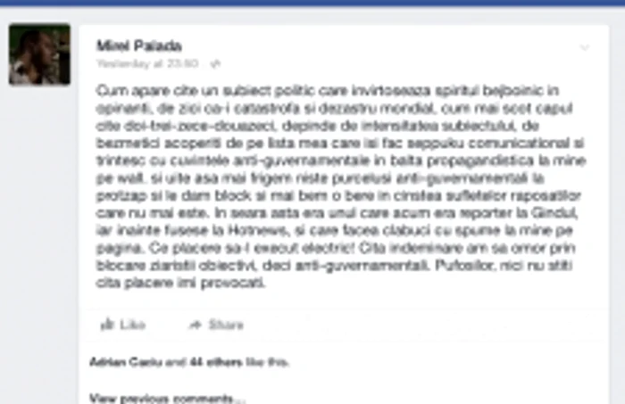 Opiniile purtătorului de cuvânt al Guvernului, Mirel Palada, cu privire la ziarişti