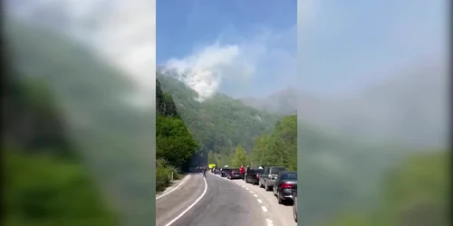 Incendiu în apropiere de Cetatea Poenari. Zeci de turişti au fost evacuaţi