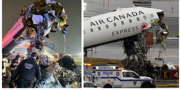 Accident avion Air Canada pe aeroportul LaGuardia din New York FOTO Profimedia