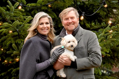 Regina Maxima, Regele Willem Alexander al Olandei și câinele lor, Mambo. FOTO: Casa Regală olandeză