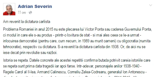 Postare Adrian Severin FOTO facebook Adrian Severin