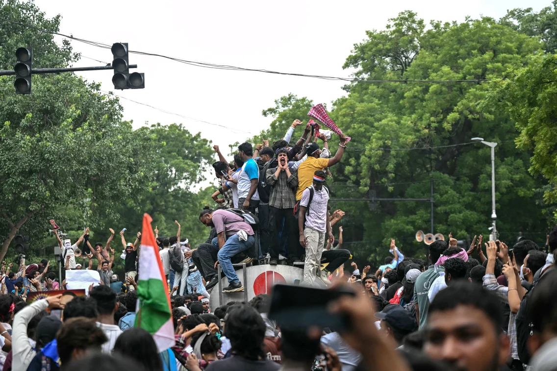 Susținători ai Partidului Gândacilor au ieșit pe străzi FOTO AFP
