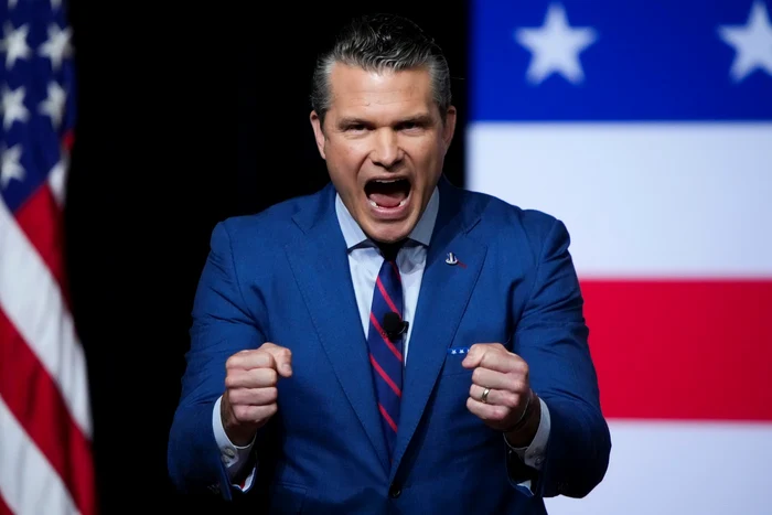 Hegseth și-a susținut discursul în fața a sute de oficiali de rang înalt FOTO Profimedia
