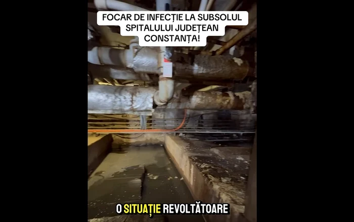 Focar de infecție la subsolul Spitalului Județean Constanța Foto: Captură video Florin Mitroi/FB