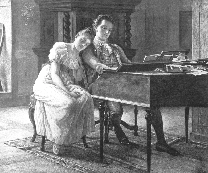 Felix Mendelssohn împreună cu sora mai mare, Fanny.