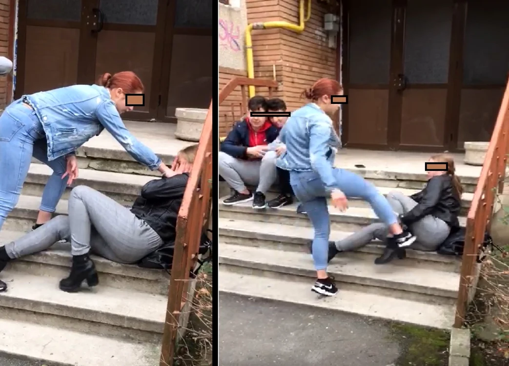 Bullying şcolar - unul dintre multe cazuri de violenţă între elevi care au avut loc în Vâlcea în ultimii ani Foto colaj captură video