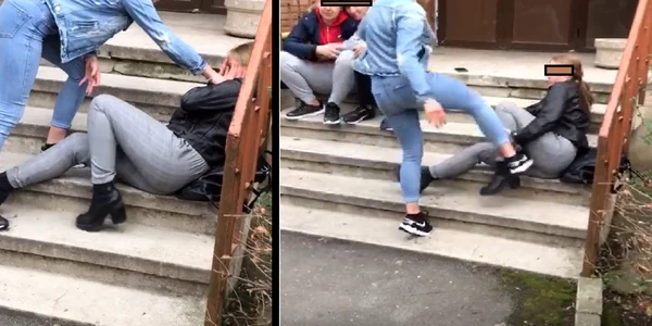 Bullying şcolar - unul dintre multe cazuri de violenţă între elevi care au avut loc în Vâlcea în ultimii ani Foto colaj captură video
