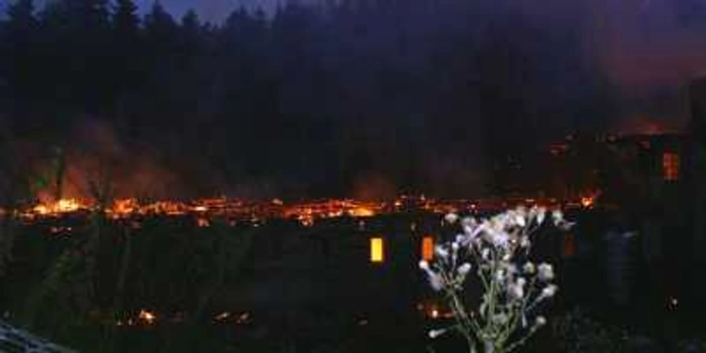 Incendiul care a distrus fostele Bai Comunale din staţiunea Băile Olăneşti