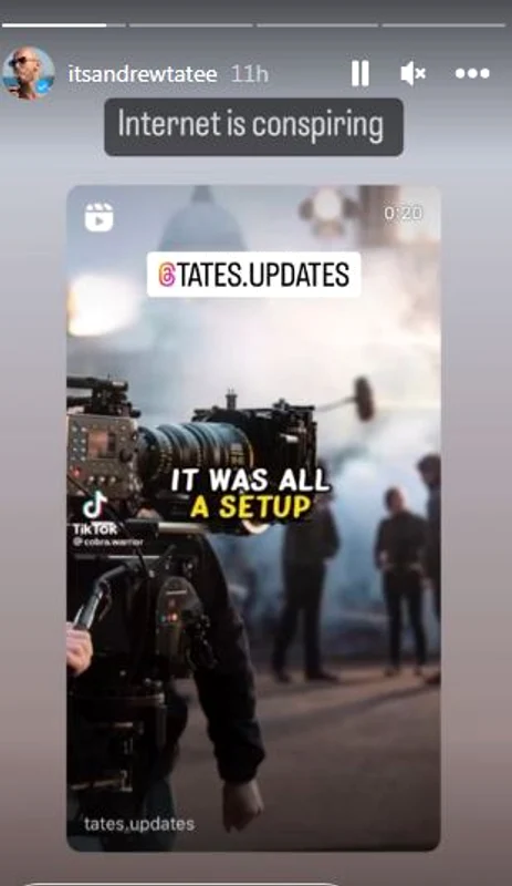 Andrew Tate postează de la închisoare. Foto: captură Instagram