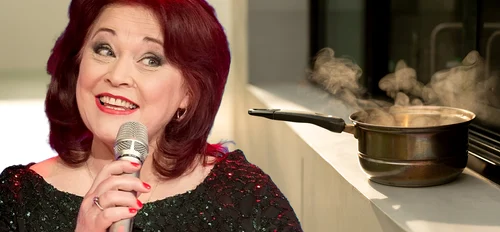 Natalia Guberna își prepară mâncarea pe un reșou 