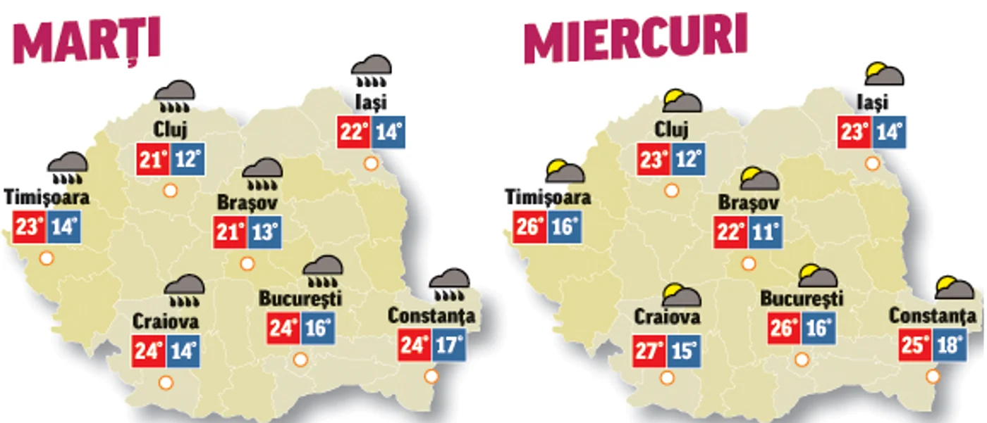Nici în următoarele două zile soarele nu își va face simțită prezența, dar atmosfera va fi totuși destul de plăcută