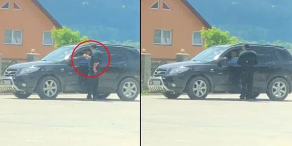 persoana firmata in timp ce primeste bani 