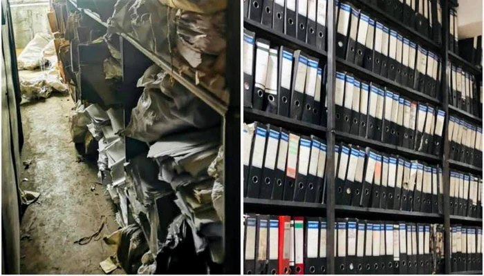 Pe 9 martie, arhiva cu dosarele pensionarilor arăta jalnic, iar astăzi actele sunt așezate în condiții corespunzătoare