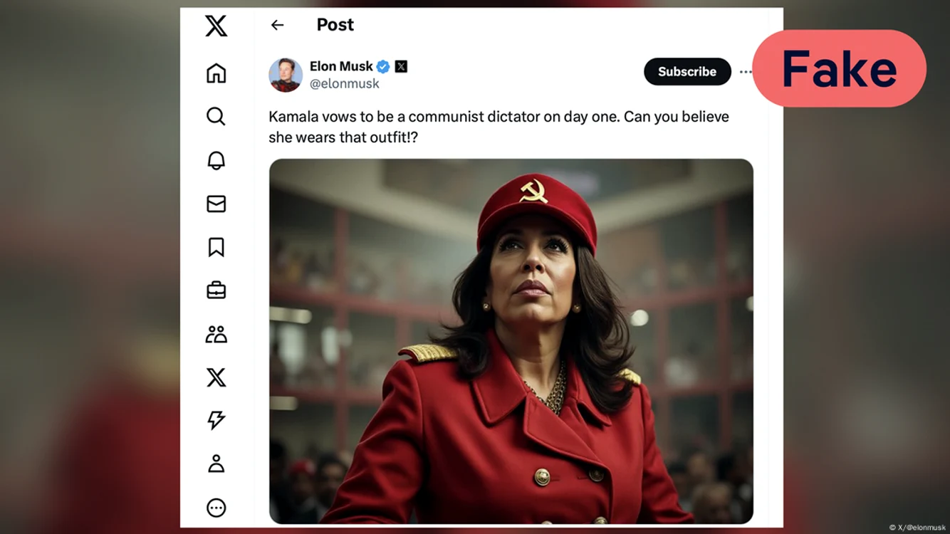 Musk a distribuit o imagine generată de AI cu Harris ca dictator comunist