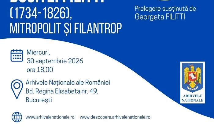  „Conferința de miercuri”, la Arhivele Naționale ale României: „Dositei Filitti (1734–1826), mitropolit și filantrop”
