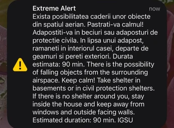 mesaj ro alert drone 24.08.2026 FOTO captură foto