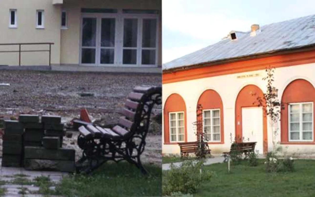 Căminul cultural din Suraia (drepta)  a fost demolat (stânga) fără acceptul consiliului local