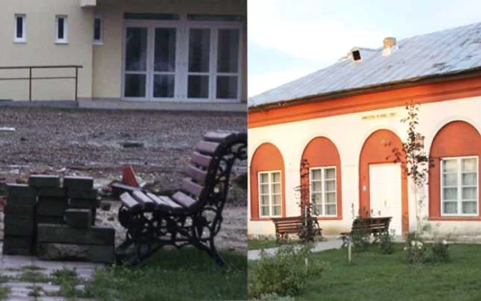 Căminul cultural din Suraia (drepta)  a fost demolat (stânga) fără acceptul consiliului local