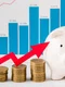 front view piggy bank with coins growth chart jpg
