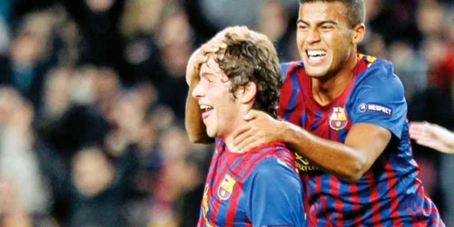 Sergi Roberto (stânga) a marcat la primul său meci oficial pentru prima echipă a Barcelonei 