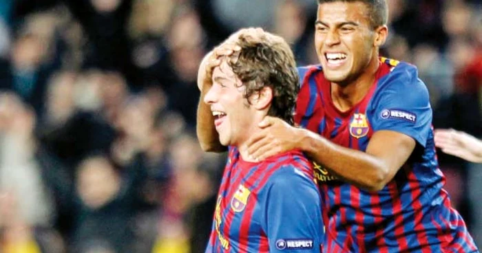 Sergi Roberto (stânga) a marcat la primul său meci oficial pentru prima echipă a Barcelonei 