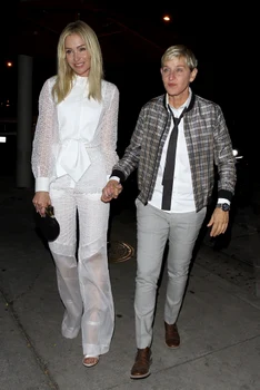 Ellen DeGeneres and Portia de Rossi hold hands after a date night jpeg