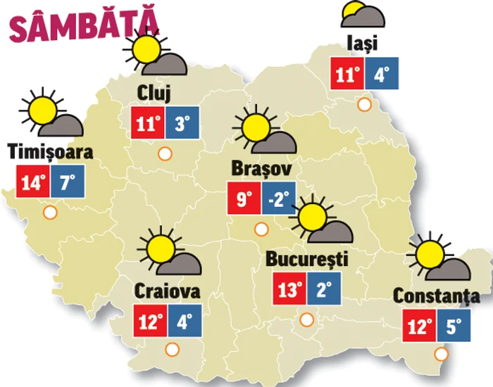 La început de weekend vremea se va ameliora din punct de vedere termic