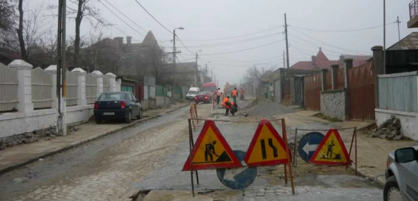 Şantier pe strada Nicolae Bălcescu