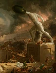 „Cursul Imperiului: Distrugere”, pictură de Thomas Cole (1836) reprezentând căderea Imperiului Roman (© The Metropolitan Museum of Art, New York, SUA / Wikimedia Commons)