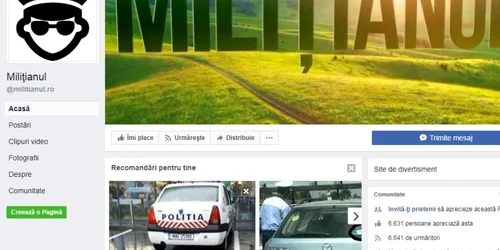 Captura cu pagina de Facebook Militianul FOTO Prinscreen