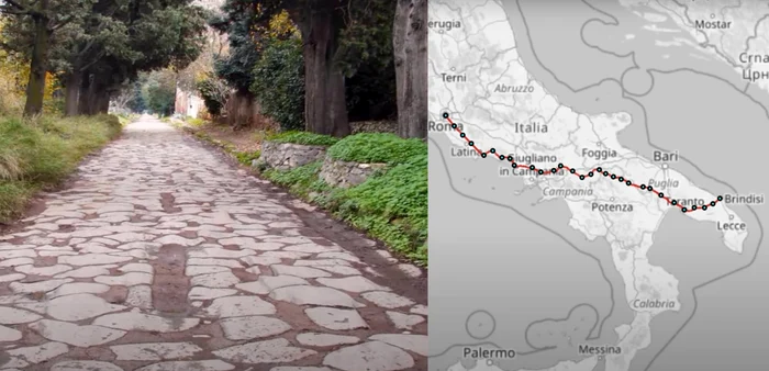 Via Appia, drumul care leagă Roma de Brindisi / foto: colaj captură video