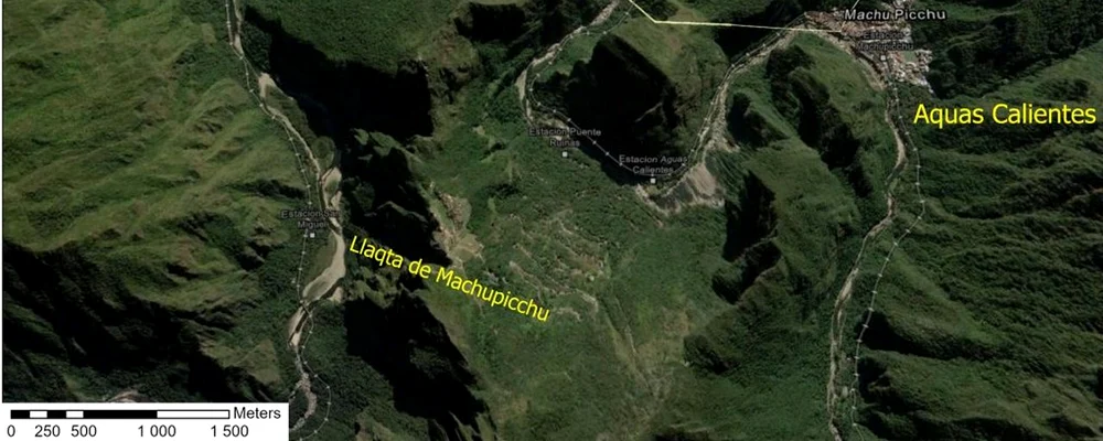 Locația drumului descoperit în apropiere de Machu Picchu