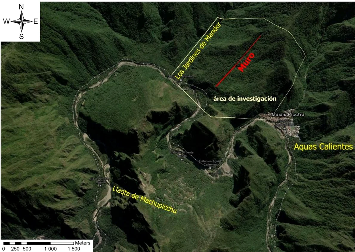 Locația drumului descoperit în apropiere de Machu Picchu